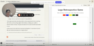 A screenshot showing a retro Lego game, created using Claue AI 3.5